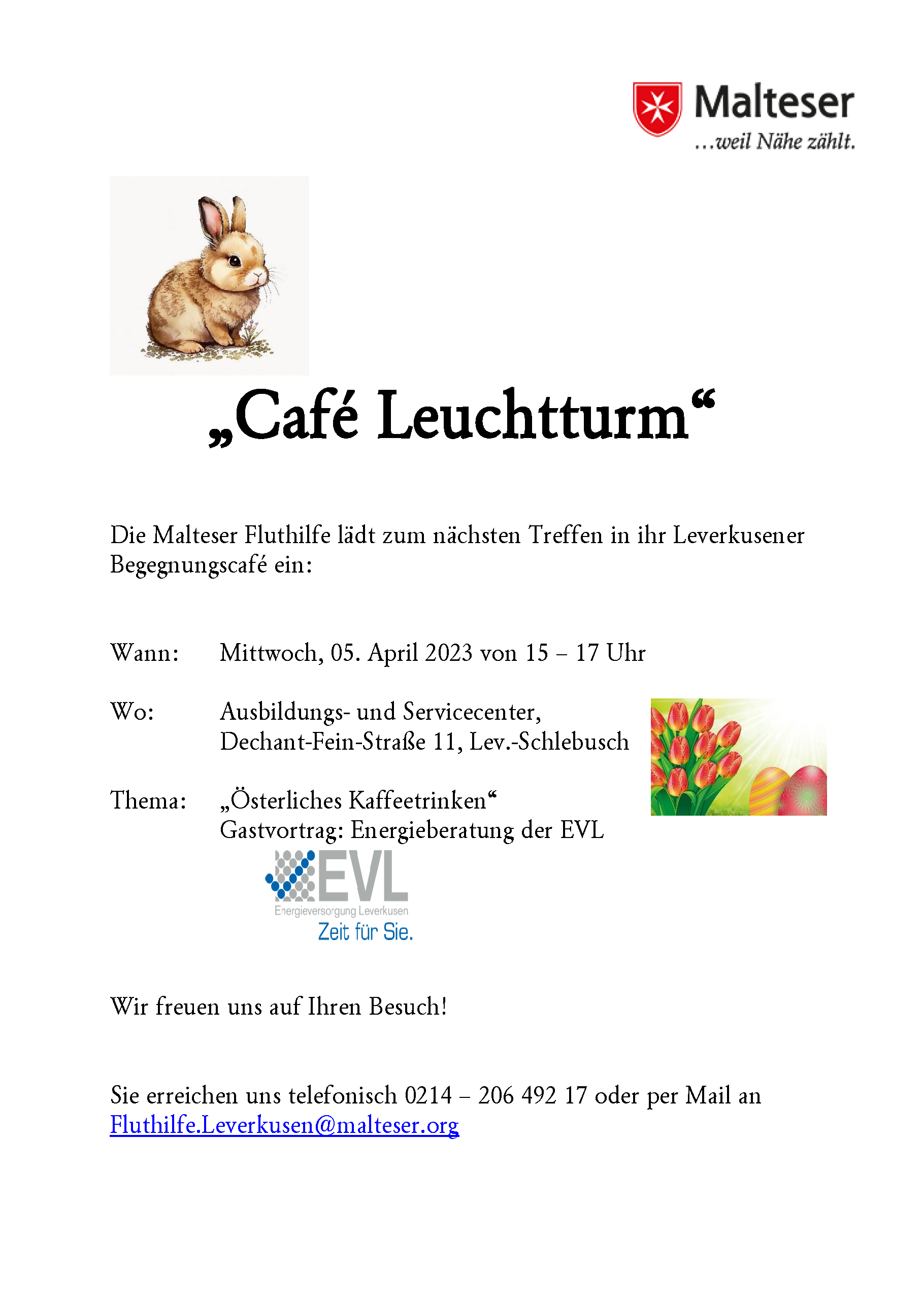 Malteser Cafe Leuchtturm mit der EVL Leverkusen // Grafik: Malteser Leverkusen